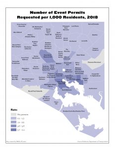 Number of Event Permits Requested per 1,000 Residents (2018)