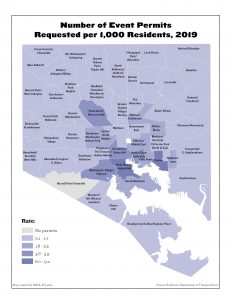 Number of Event Permits Requested per 1,000 Residents (2019)