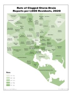 Rate of Clogged Storm Drain Reports per 1,000 Residents (2020)